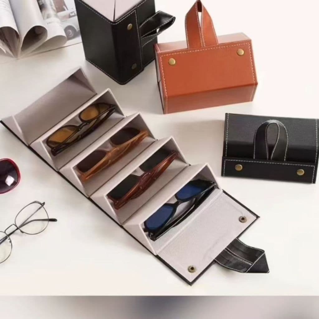 Porta Óculos Estojo Portátil Organizador Viagem Necessaire Dobrável Divisórias