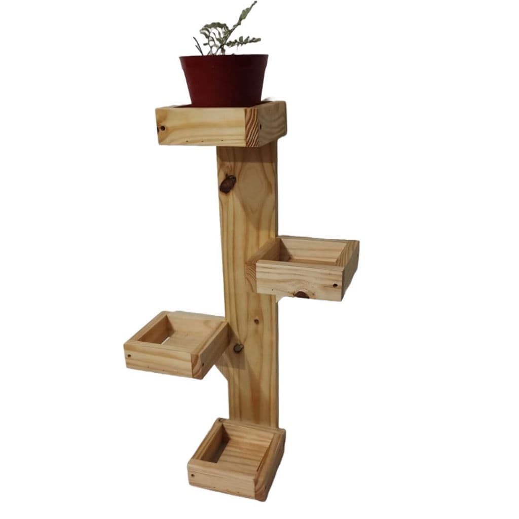 Suporte Vertical de Madeira Pinus para Plantas – 4 prateleiras 15cm – Decoração Exclusiva para Casa e Jardim