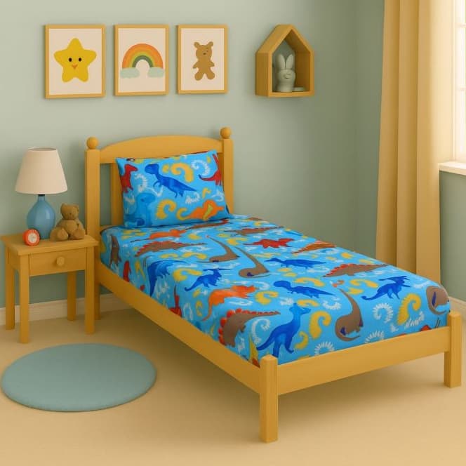 Jogo de Lençol Solteiro 02 Peças Microfibra Estampada Estampas Menino e Menina