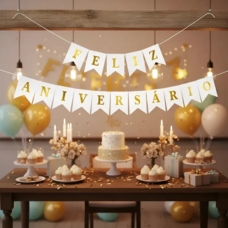 1, 3 e 5 Unidade de  Faixas de Bandeirinhas Feliz Aniversário de Papel Várias Cores 2m, Para Festa, Chá Revelação