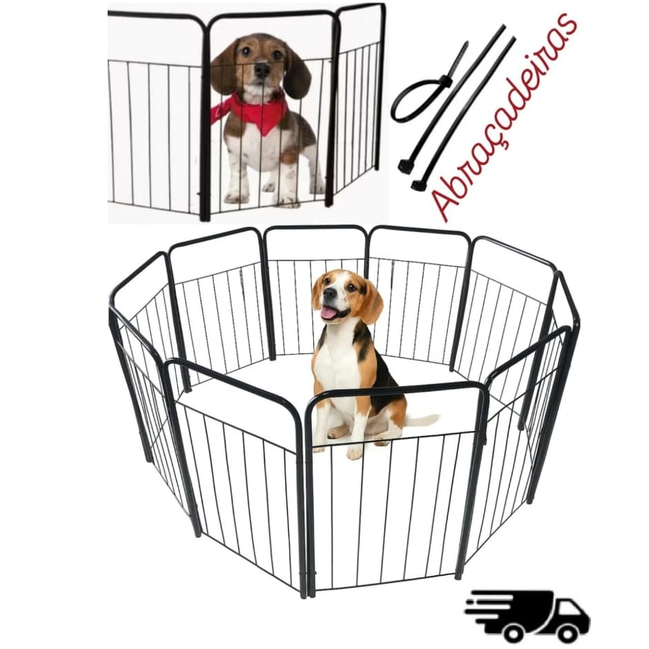 Cercado Pet 152cm Até 380cm Cercadinho Para Cachorro Dobrável Portátil Módulos Grade Tela