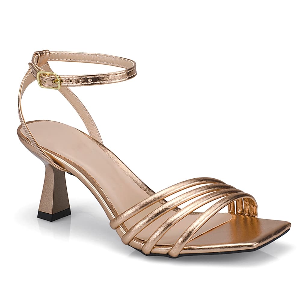 Sandalia Saltinho Fino Taça Baixo Bico Quadrado Tiras Verniz Moda 6513