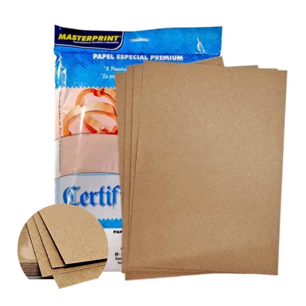 Papel Kraft A4 180g/m² Natural Masterprint com 50 Folhas Premium