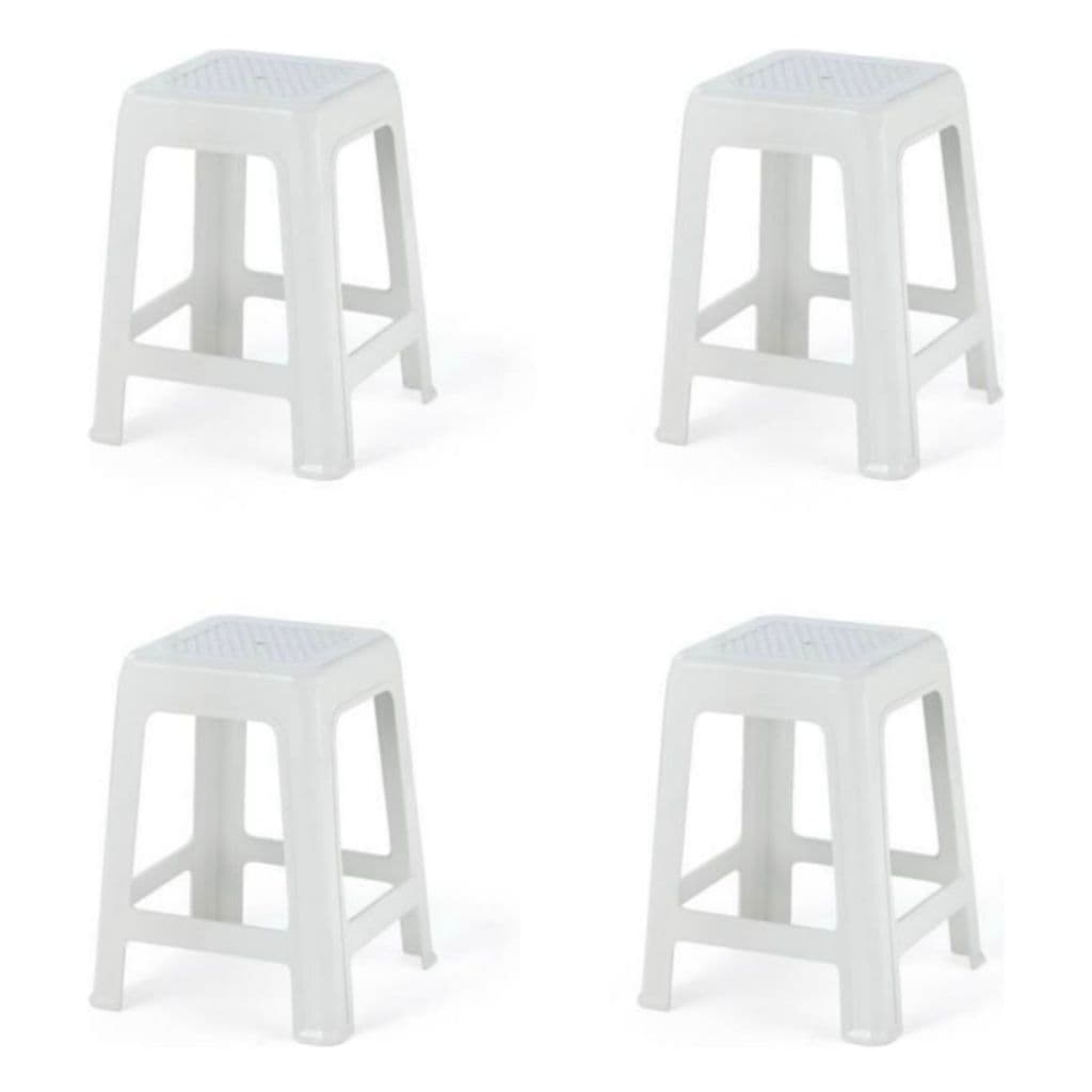 KIT COM 4 BANQUETAS PLASTICAS MOR NA COR BRANCA
