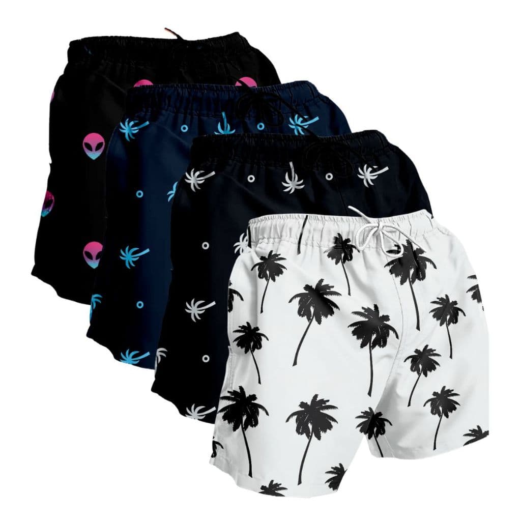 Kit 4 Short Moda Praia Masculino Bermuda Tactel Estampado