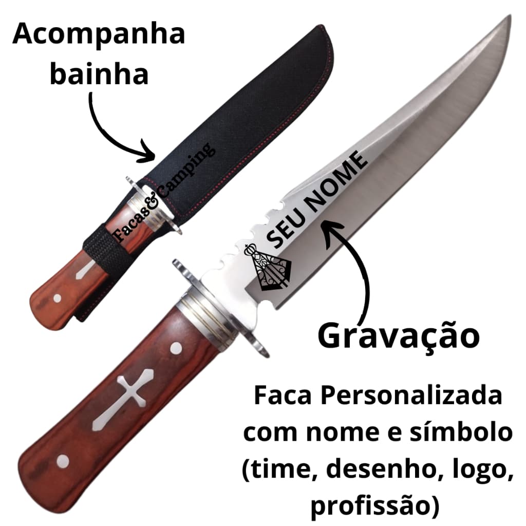 Faca Religiosa Gravação Personalizada Com Nome e Imagem a Laser