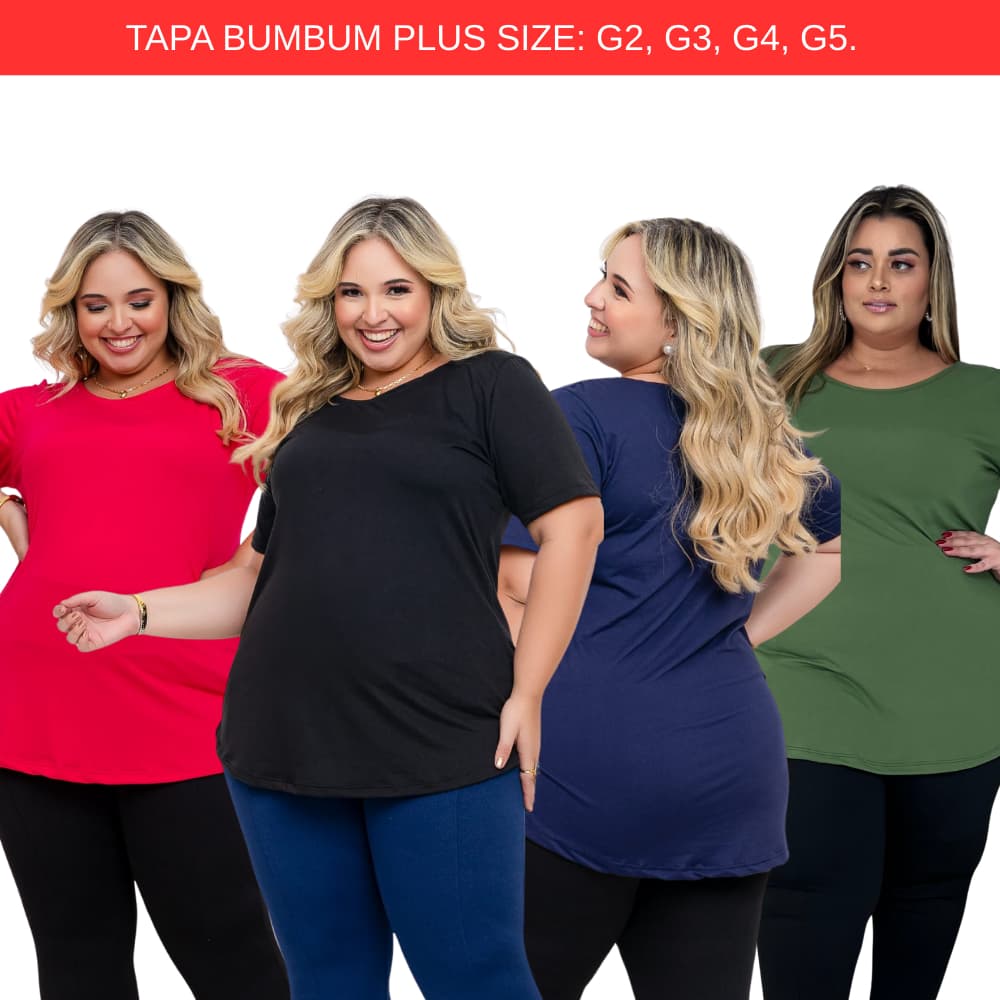 Kit 4 Blusas Tapa Bumbum Plus Size Feminina.