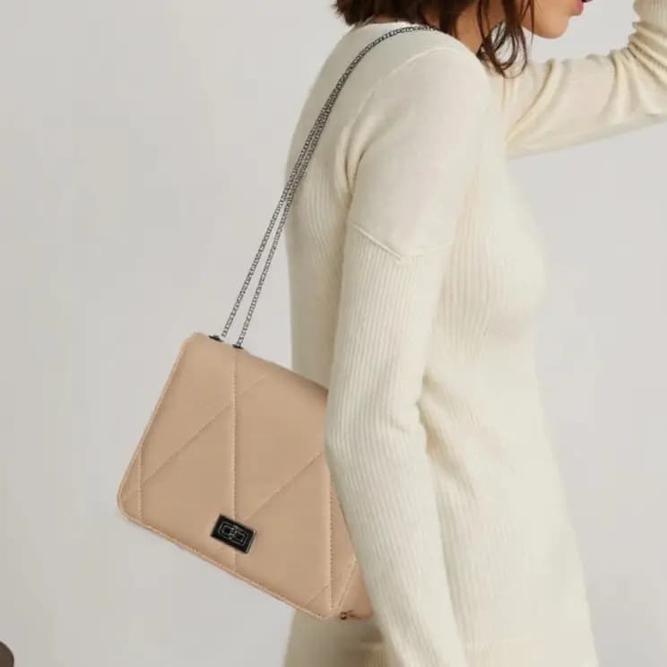 Bolsa de Couro PU Feminina Alça Corrente de Ombro Transversal Eventos Luxo Casual Vintage