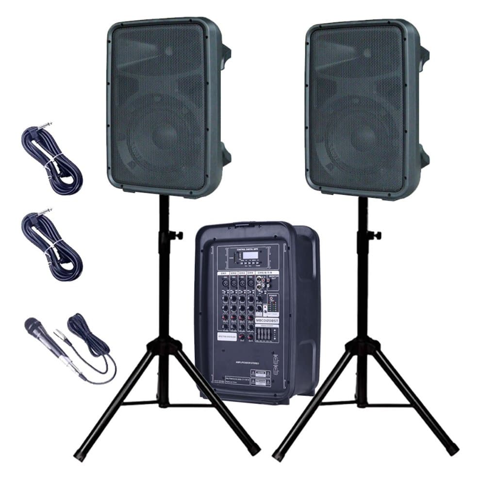 Kit Caixa Amplificada Profissional 8 1000w Bluetooth Mixer
