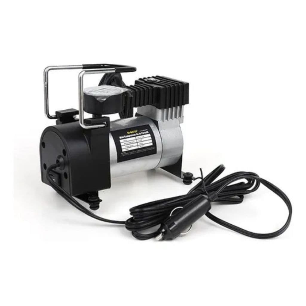 Compressor Veicular De Ar Portátil 12V Com Manômetro Encher Pneu Bike Carro Ônibus