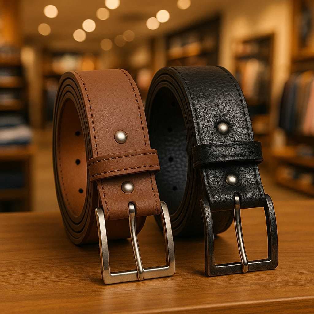 Kit 2 Cinto Masculino Tradicional Cinto Social Preto Cinto para Calça Jeans Fivela Cintos Marrom para  Homens