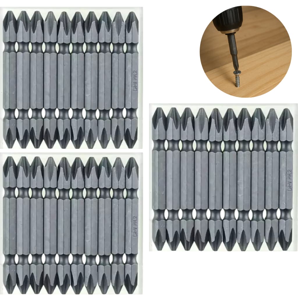 Kit 3 Jogo Bits PH2 Duplo 65mm Starfer – Ponteiras Resistentes e Compatíveis com Parafusadeiras