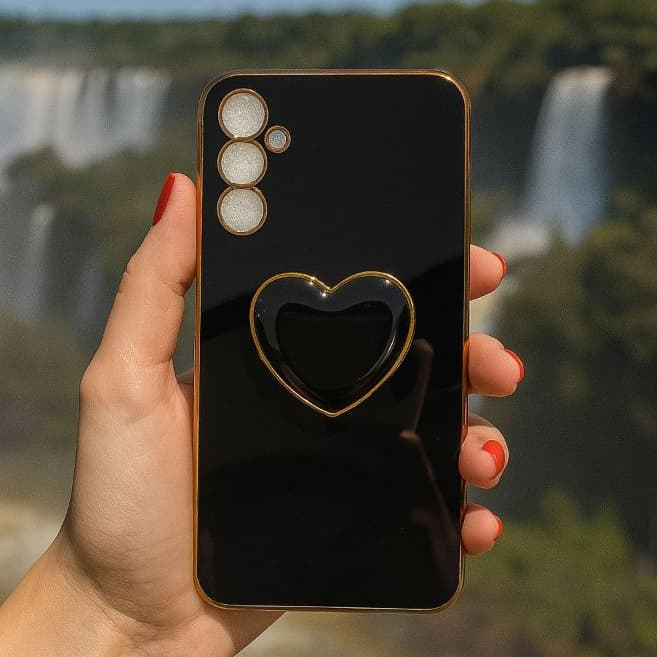 Capinha de Celular com Suporte De Coração para Samsung A04,A14,A24,A34,A54,S20FE,S21FE,S23FE,S24FE