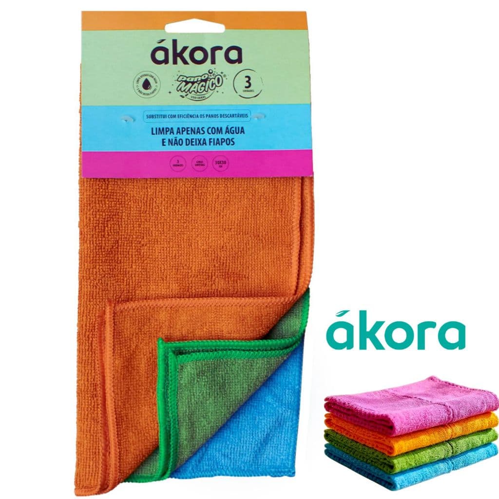Pano Mágico Ákora Multiuso Limpeza Fácil com Água Não Solta Fiapo Alta Absorção