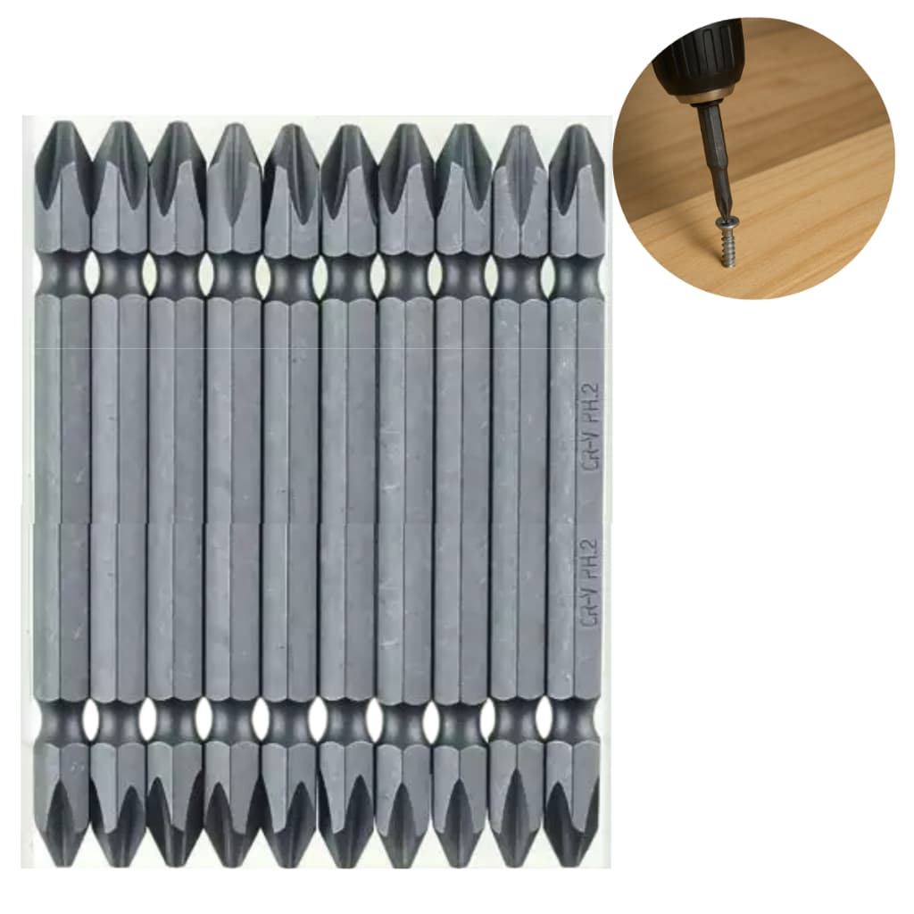 Jogo Bits PH2 Duplo 100mm Starfer – Ponteiras Longas Compatíveis com Parafusadeiras