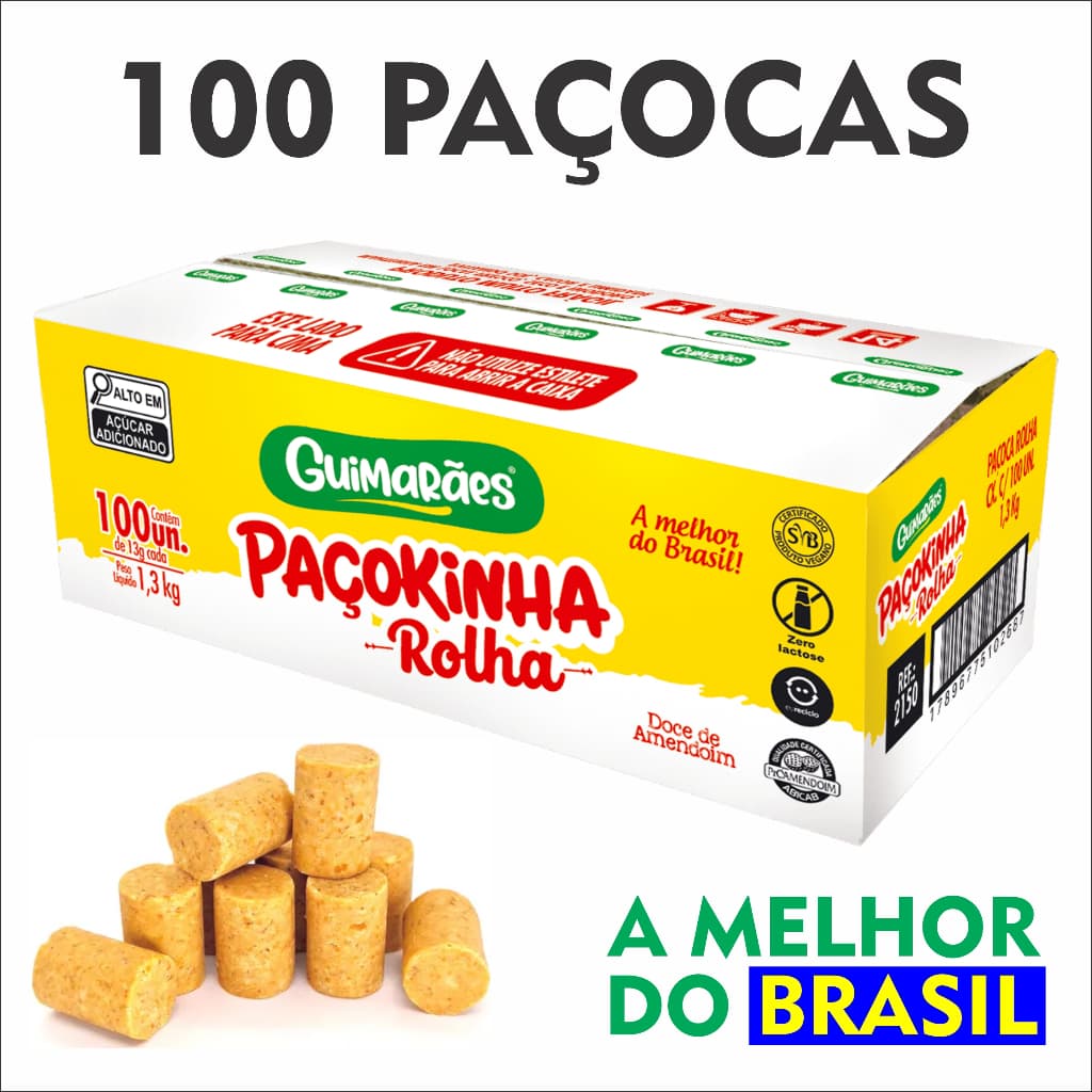 100 Paçocas Rolha Amendoim - A Melhor Do Brasil - Atacado