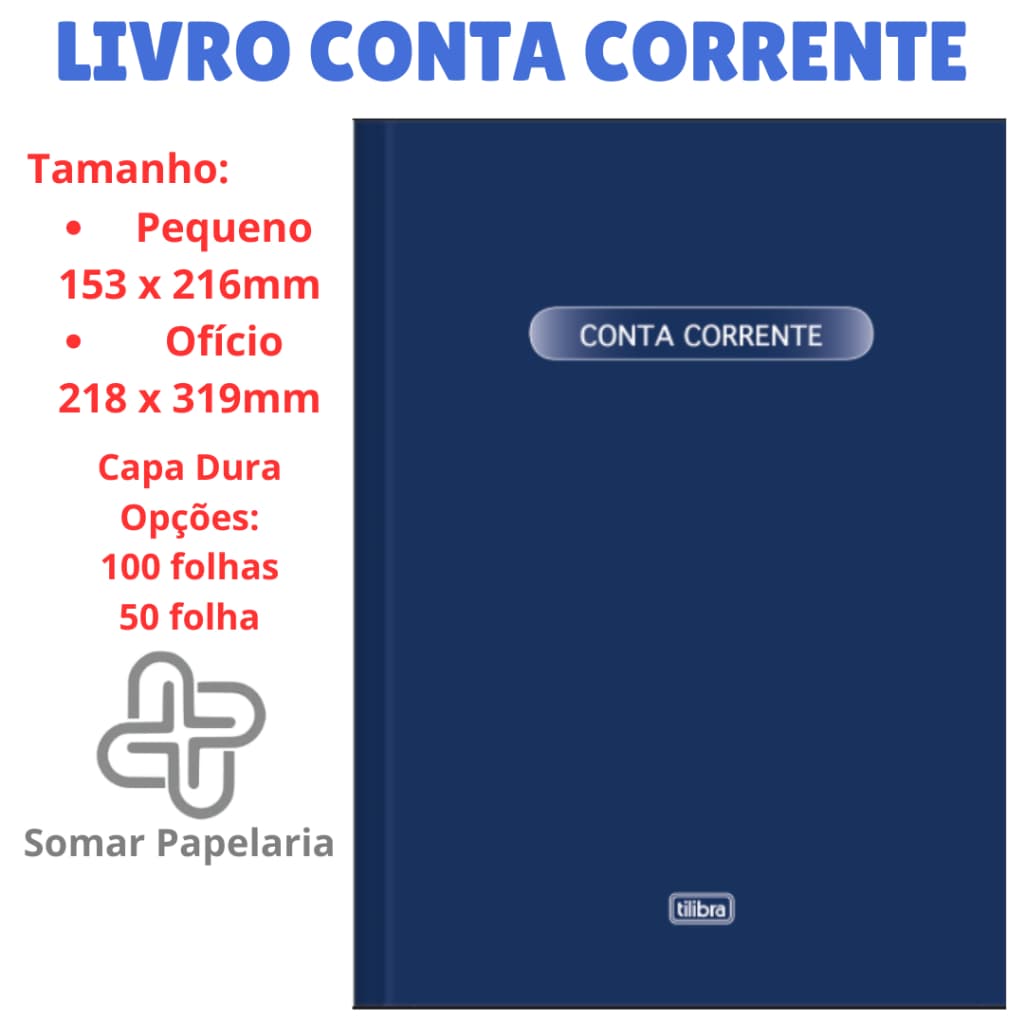 Livro Conta Corrente Capa Dura 50 ou 100 fls Tilibra