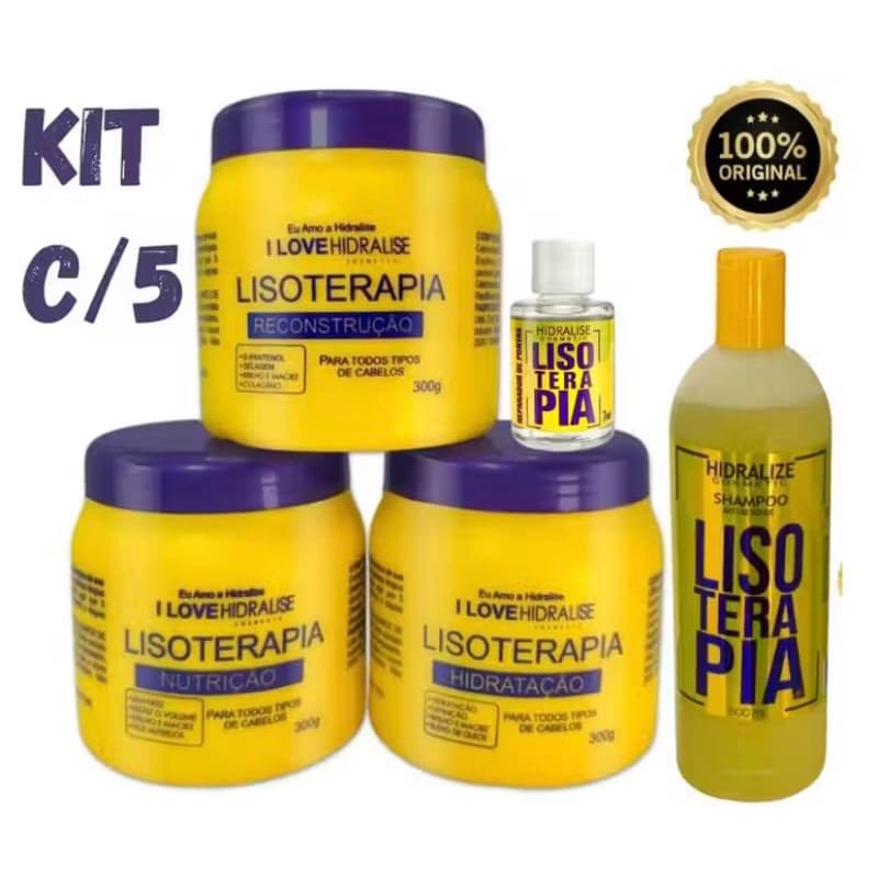 Kit Lisoterapia Cronograma Capilar Hidratação+Nutrição+ Reconstrução +Shampoo+Óleo Reparador
