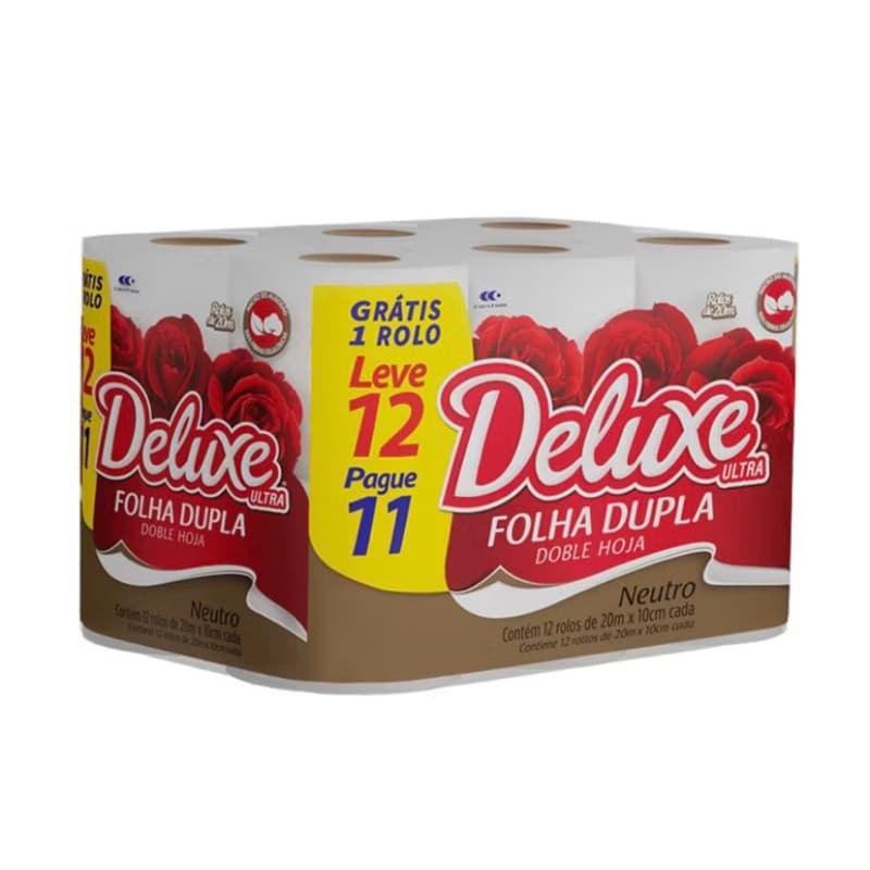 Papel Higiênico Folha Dupla Neutro Deluxe 12 Rolos ou 24 Rolos 20m Luxo PROMOÇÃO PROMOÇÃO