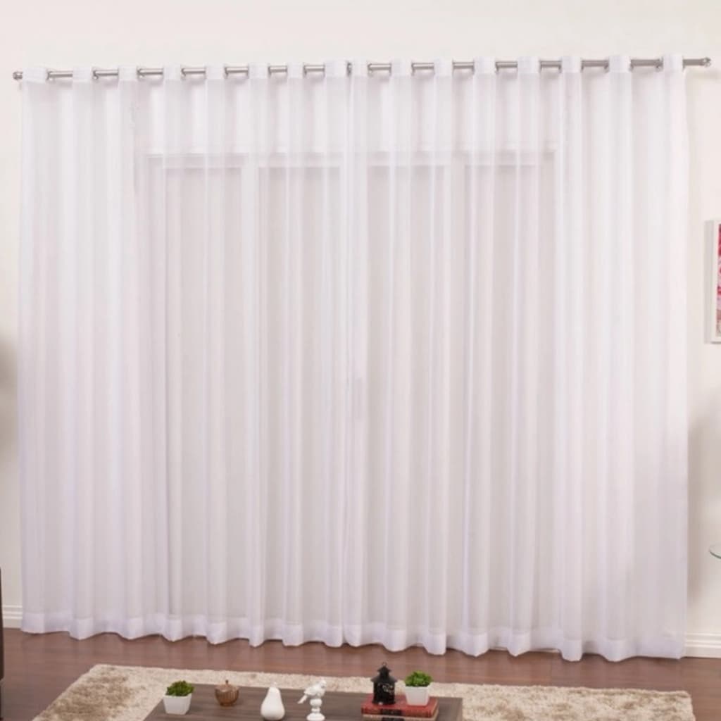 Cortina Voil 4,00x2,50 Sala Ou Quarto Ilhós Cromado Para Varão Simples