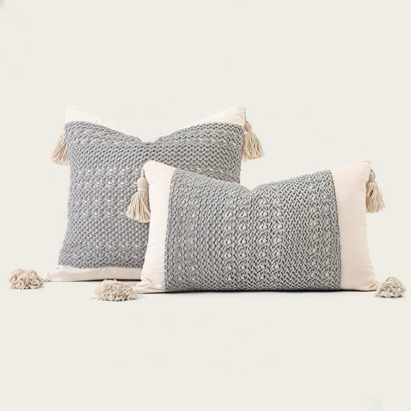 Almofada decorativa estilo boêmio bordada com borla, capa de almofada feita à mão, adequada para sofá, sala de estar, ca