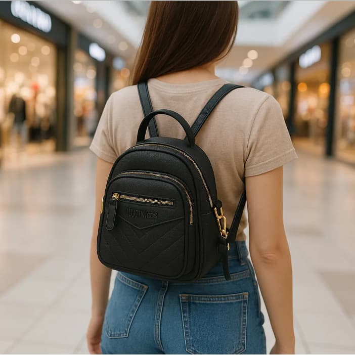 Mini Bolsa Mochila De Couro Pu Feminina Transversal Com Alça Removível Ajustável De Ombro Dobrável