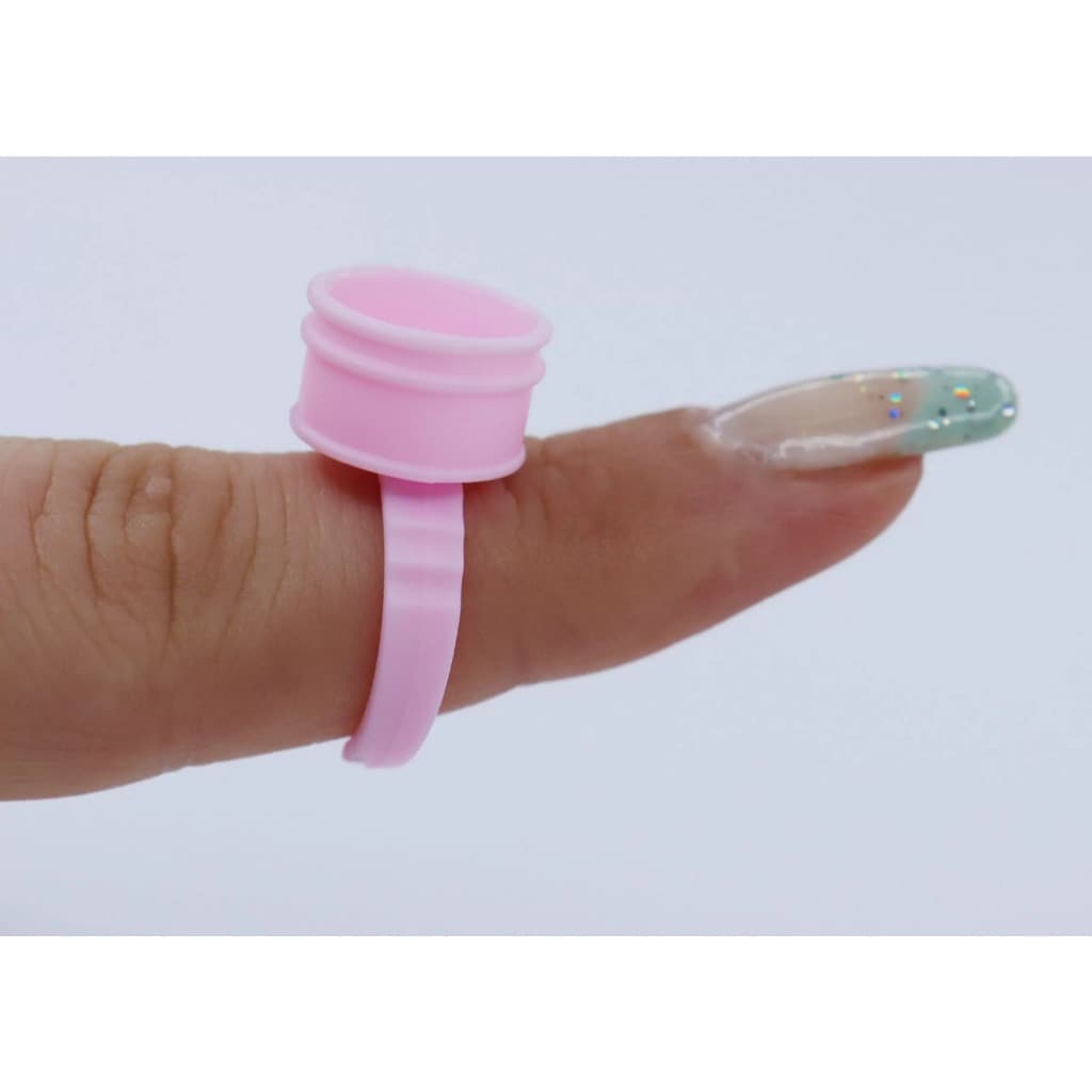 kit 100 Anel Batoque Descartável Cola Micropigmentação Henna Cílios Sobrancelhas Sem Divisória