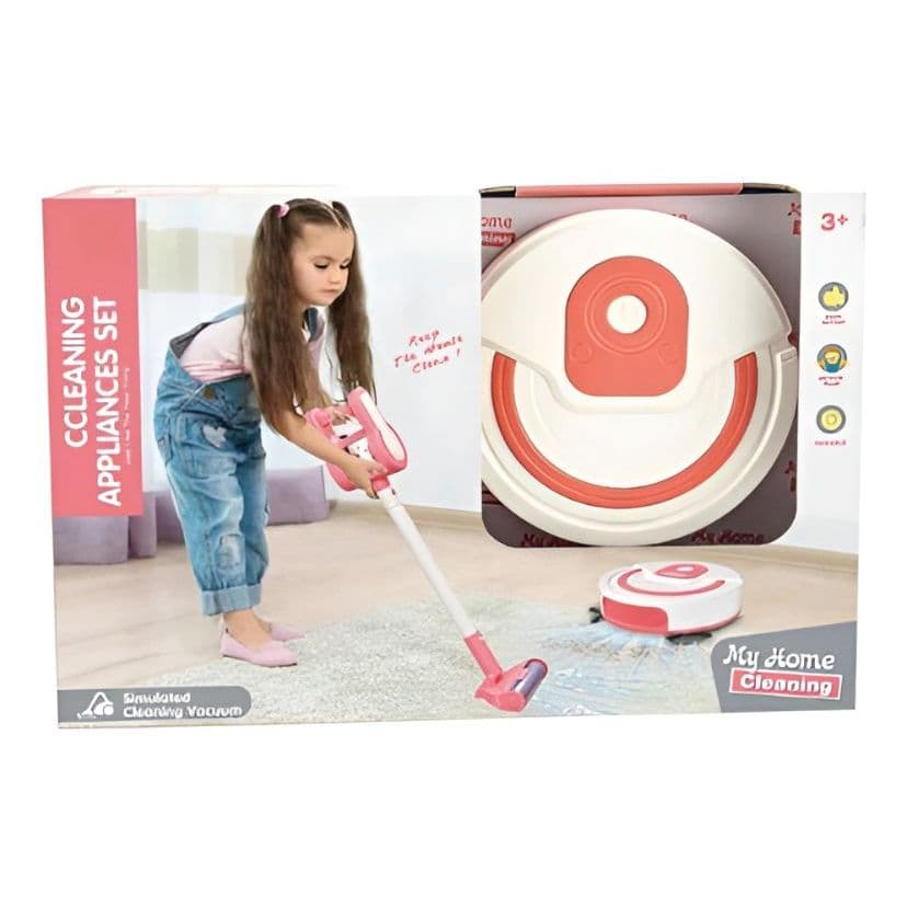 Brinquedo Kit de Limpeza Infantil com Aspirador e Robô Aspirador