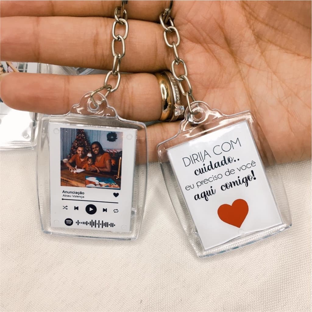 Chaveiro com Foto Personalizados tamanho 3x4 frente e vers- Lembrancinha Casamento, aniversário, presentes, frases, etc