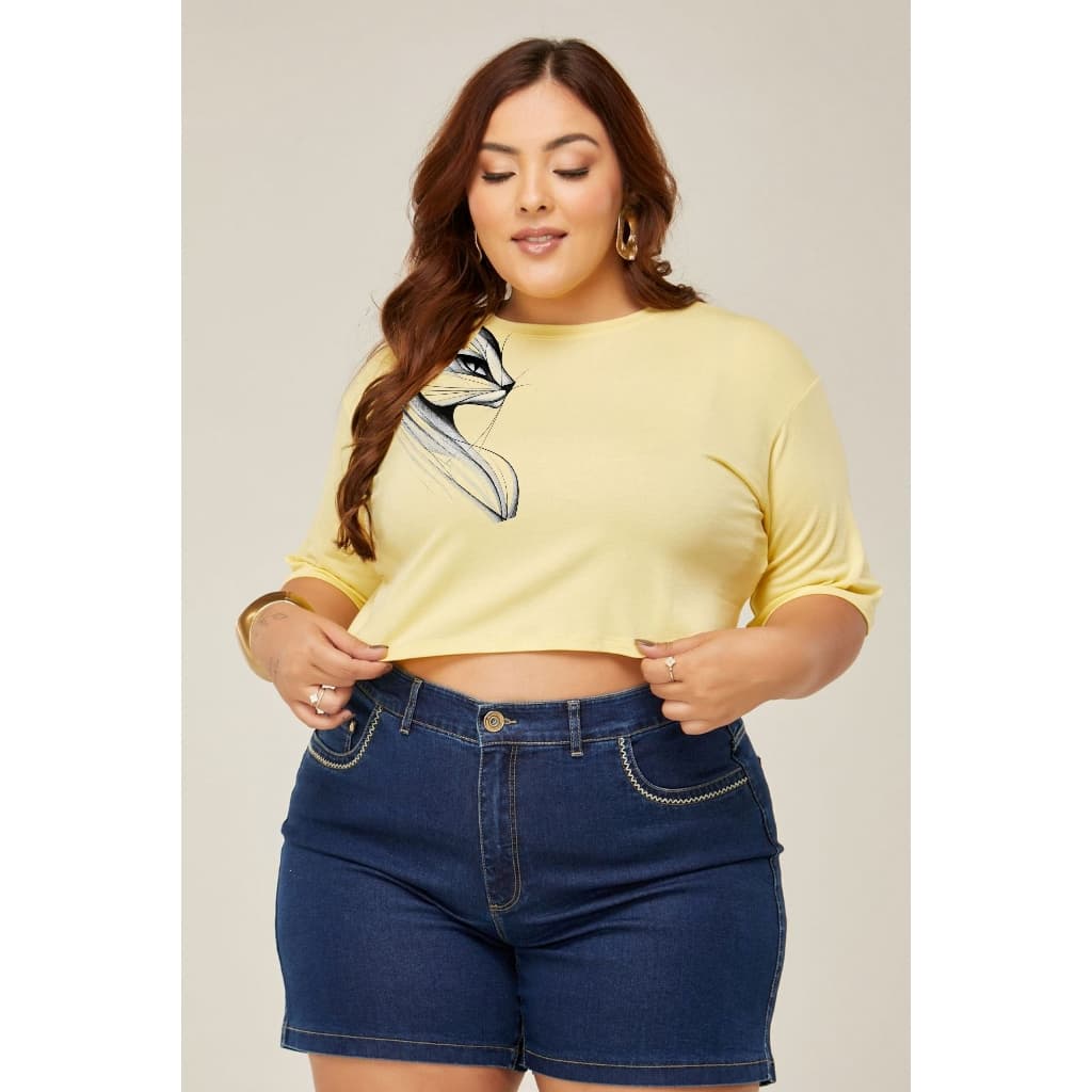Cropped Oversize Candy Color - Olhar Felino | Viscolycra Premium | Confortável e Estilosa