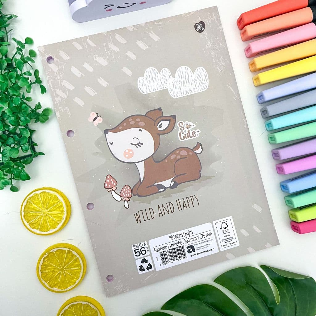 Refil Universitário So Cute e Sissi 20x27,5 cm Compatível Fichário 80 Folhas - Animativa