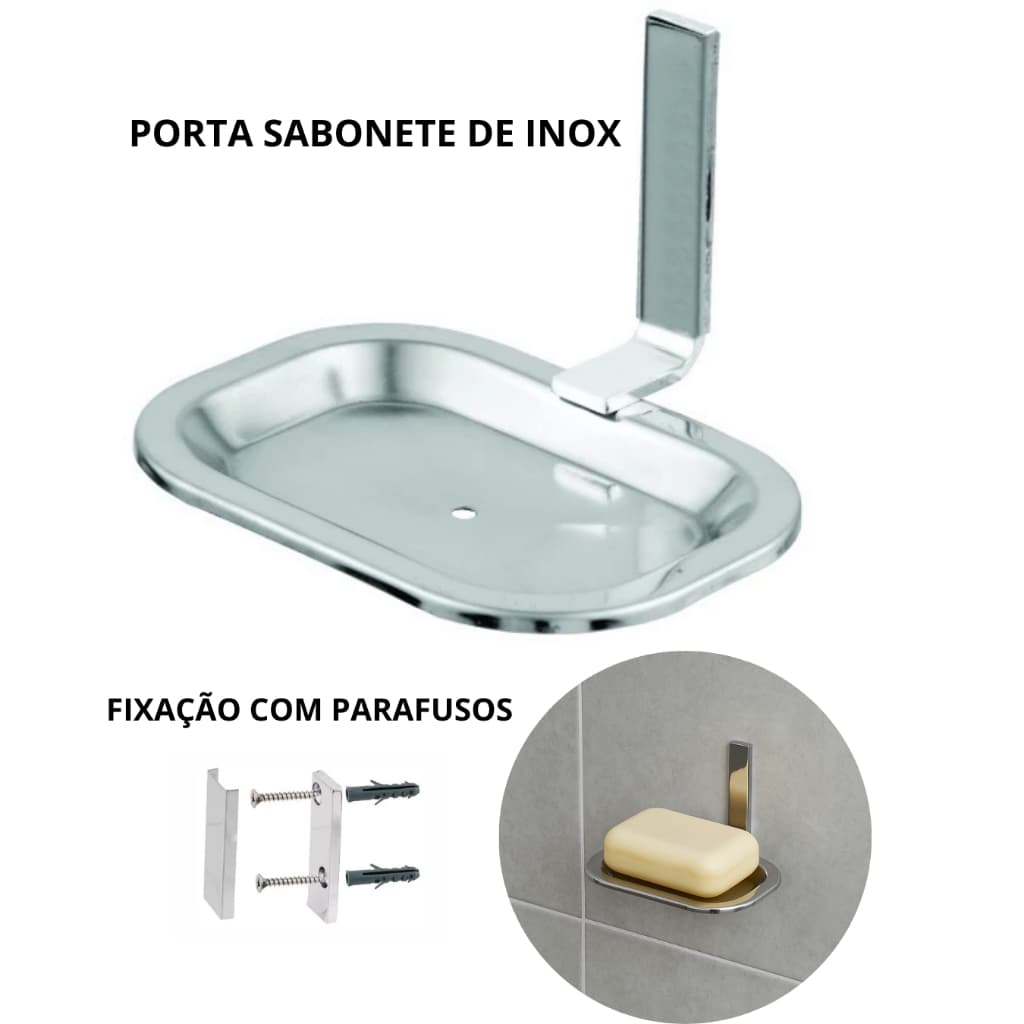 Porta Sabonete / Saboneteira de Parede Inox Quadrada