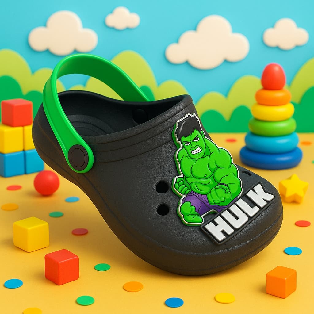 Babuche Infantil Hulk Menino Preto | Confortável, Leve e Antiderrapante