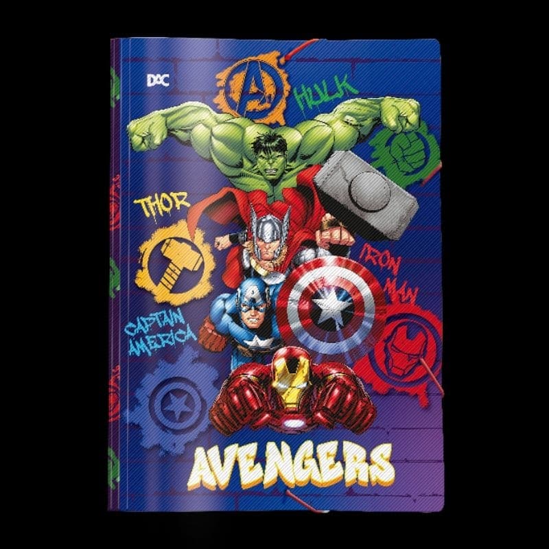 Pasta Escolar Avengers Aba Elástica Dac / Papelaria / Material Escolar / Hulk / Thor / Homem De Ferro