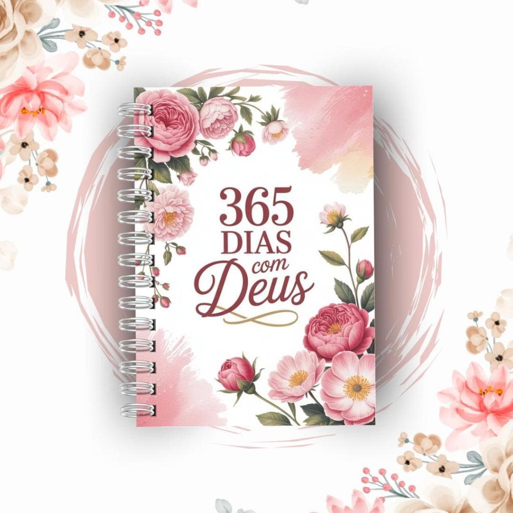 Estudo da Bíblia em 365 Dias  Cronograma Diário  Capa Floral Personalizada  Devocional Inspirador