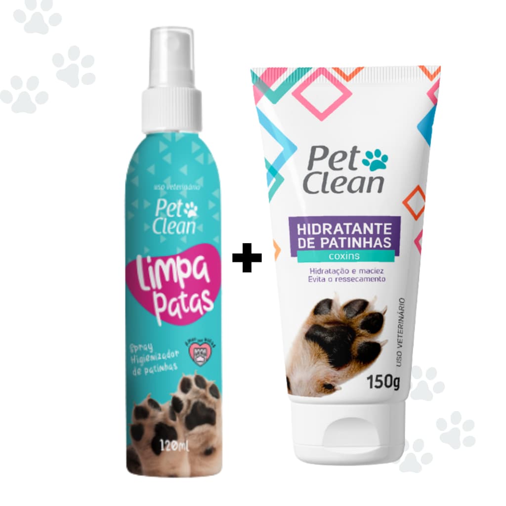 Kit Limpa Patas Spray + Hidratante de Patinhas Pet Clean