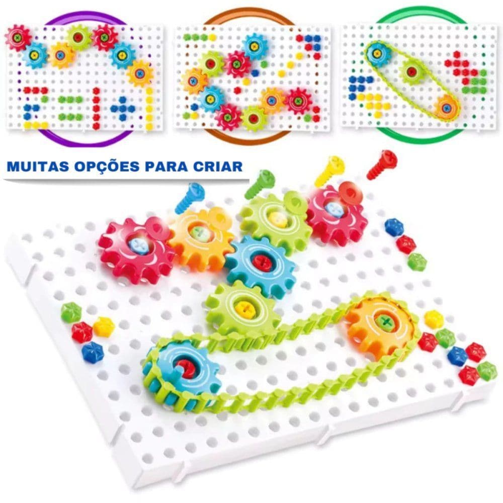 Kit Ferramenta Infantil Quebra Cabeça Engrenagem 98 peças