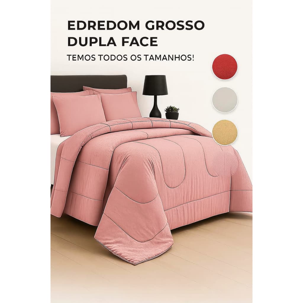 Edredom Solteiro Casal Queen e King Liso Dupla Face Ideal para Todas as Estações Grosso 400 Fios MicroPercal