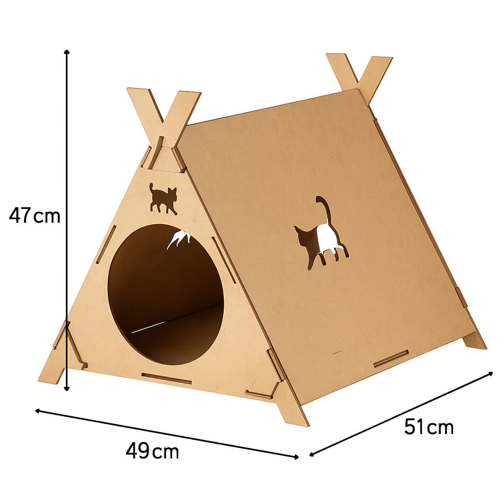 Casinha Para Gato MDF 47x49x51 cm Toca Pet Confortável Nicho Para Descanso Abrigo Seguro Fácil Montagem Decorativa