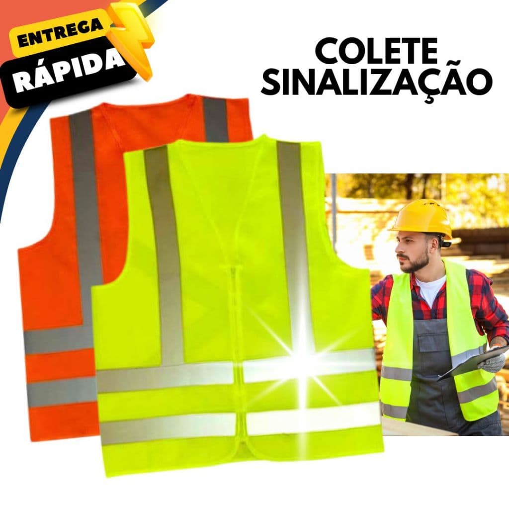 Colete Refletivo Segurança Sinalização para Entregador Obras Rodovias 4 Faixas