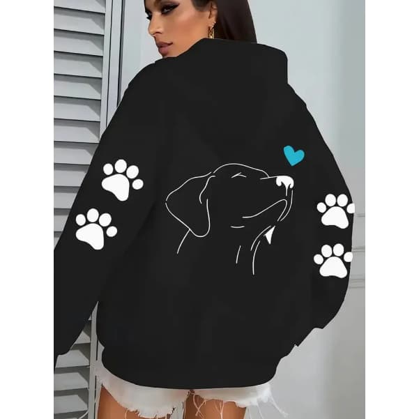 Moletom Blusa de Frio Casaco Feminino Cãozinho Coração Azul Patinhas Novo!