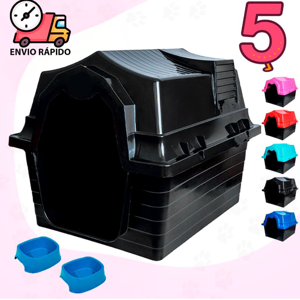 Casinha Casa De Cachorro N5 Cachorro Médio Grande com Comedouro e Bebedouro 500ML