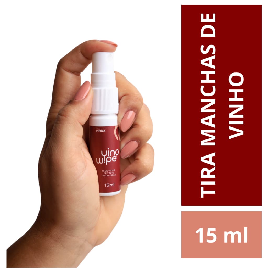 Tira Manchas Instantâneo VinoWipe 15  ml Removedor de Vinho em Roupas Coloridas e Branca Anvisa