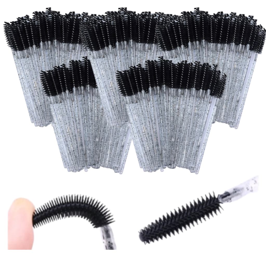 Escovinhas PRETA com Glitter de Cilios e Sonbrancelha para Extensão e Alongameto - PRETA