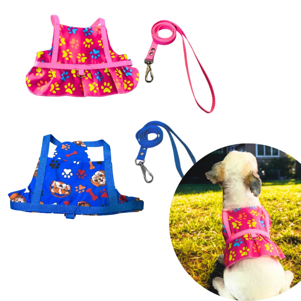 Coleira Peitoral para Cachorro Pet com Roupinha Colete Raças Pequenas com Guia