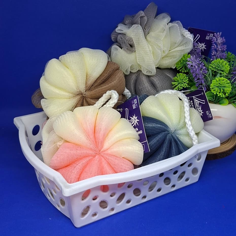 Esponja Bucha Dupla para Banho de Flor Esfoliante Suave e Macia de Nylon