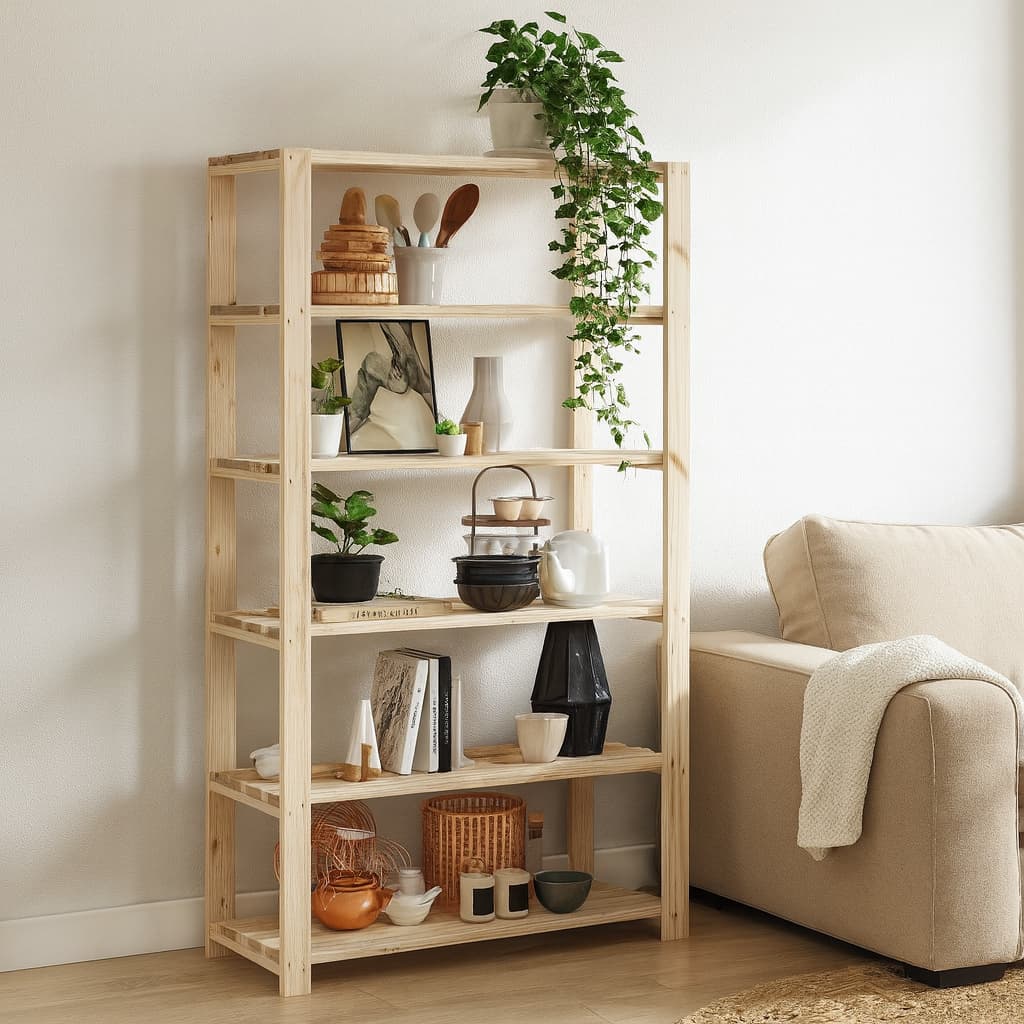 Estante Prateleira 6 Andares de Madeira Maciça Pinus 170x80 Armário Cozinha Sapateira Organizadora