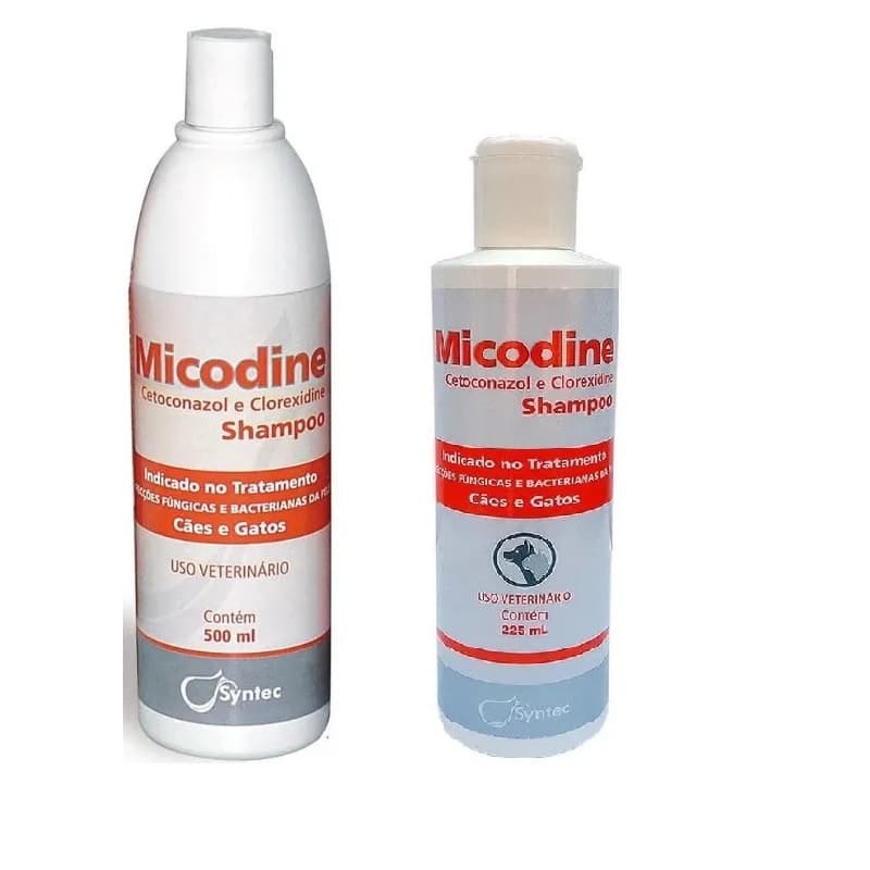 Shampoo Micodine dermatológico 500ml 225ml Cães e Gatos Syntec cachorro e gato