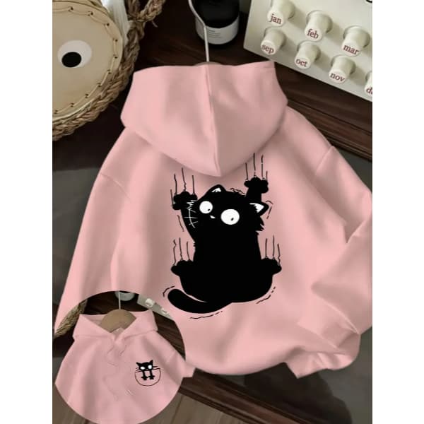 Moletom Casco Blusa de Frio Gato Preto Fofinho Escorregadio Feminino Novo!