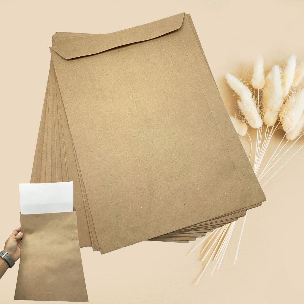 100 ENVELOPES SACO KRAFT PARDO 229X324MM 80G RECICLADO PARA ARQUIVOS E BROCHURAS